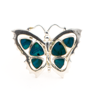 Handcrafted sterling silver butterfly ring with vibrant turquoise inlay