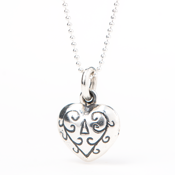 Engraved Silver Heart Pendant