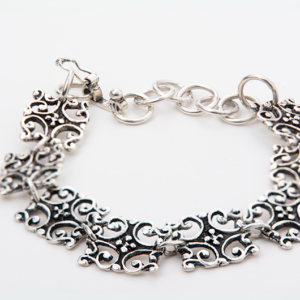 Handmade sterling silver bracelet with intricate filigree design