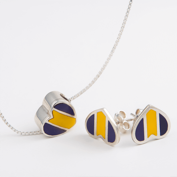 heart necklace and earring set