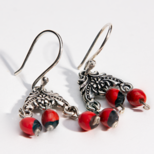 Peruvian Sterling Silver Earrings with Vibrant Huayruro Seeds