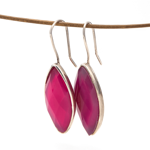 Faceted raspberry jasper earrings in sterling silver